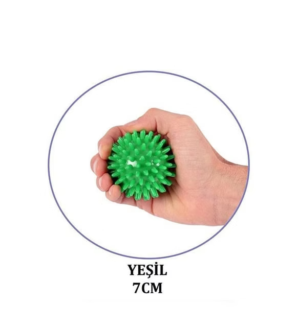 El Egzersiz Masaj ve Duyu Topu, Yumuşak Dikenli Top Yeşil Renk 7 cm