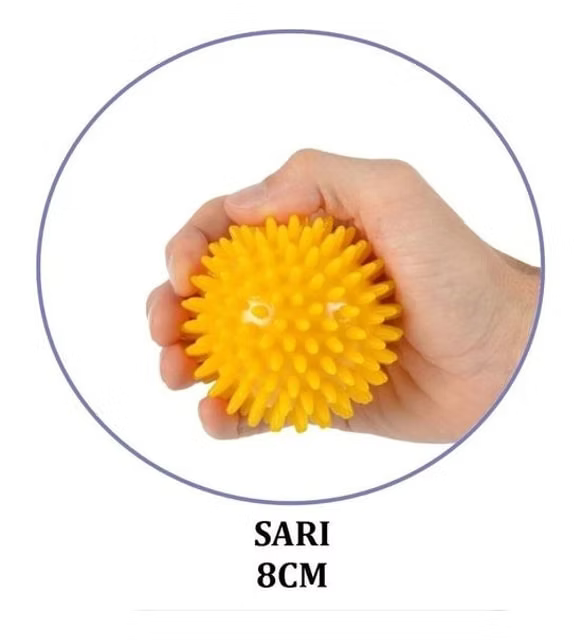 El Egzersiz Masaj ve Duyu Topu , Yumuşak Dikenli Top Sarı Renk 8 cm