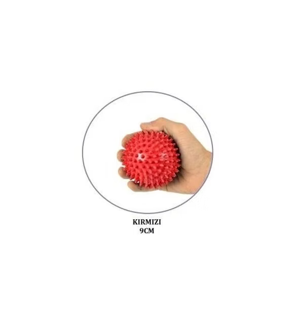 El Egzersiz Masaj ve Duyu Topu , Yumuşak Dikenli Top Kırmızı Renk 9 cm
