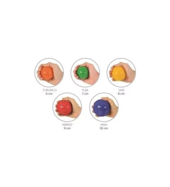 El Egzersiz Masaj ve Duyu Topu, Yumuşak Dikenli Top Yeşil Renk 7 cm