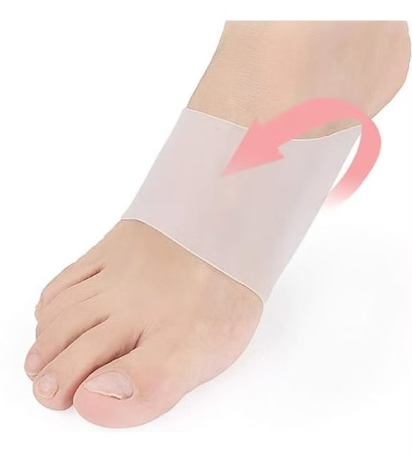 Kemer Destek Pedi, 2 Çift Kemer Desteği Silikon Düz Tabanlı İç Taban Elastik Ort